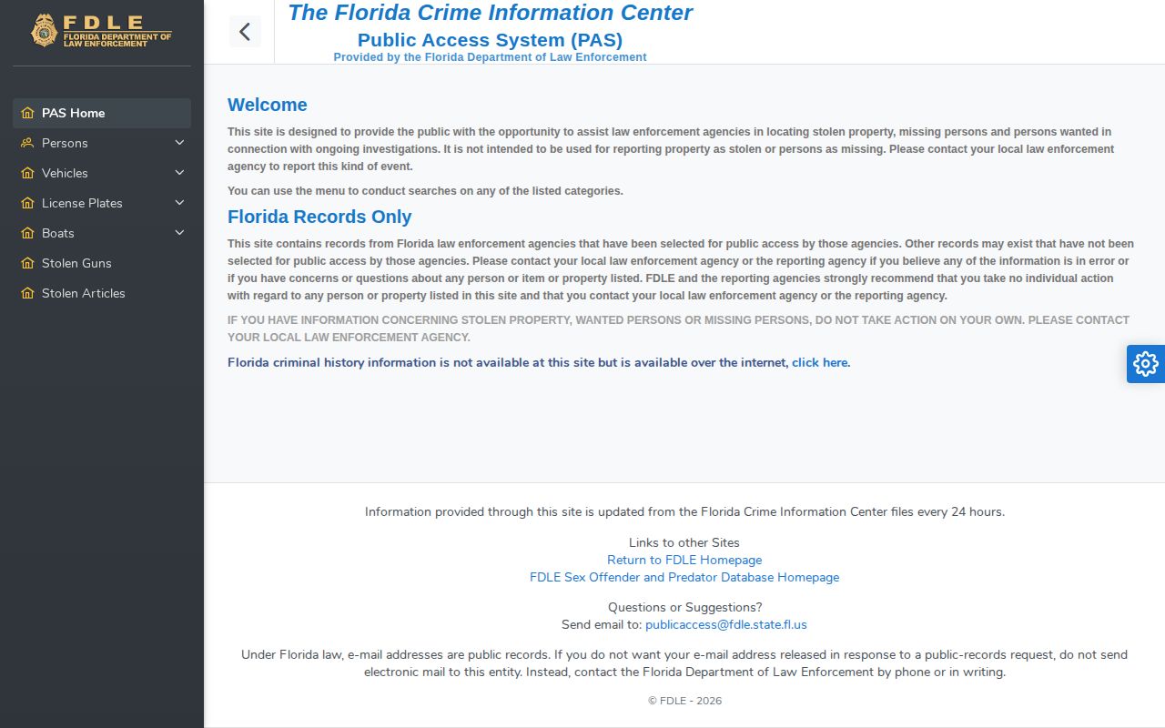 FDLE public wanted record and Hillsborough County warrant search