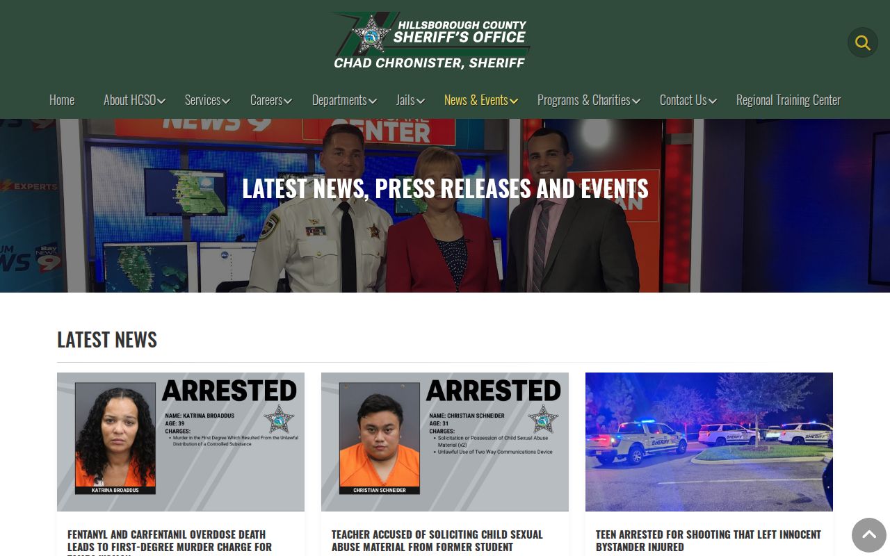 Hillsborough County most wanted and official HCSO news search