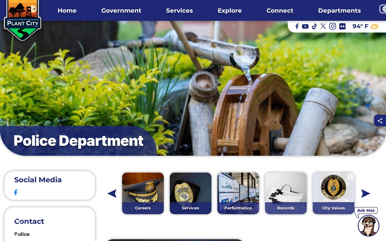Plant City Police arrest records and services page for Hillsborough County