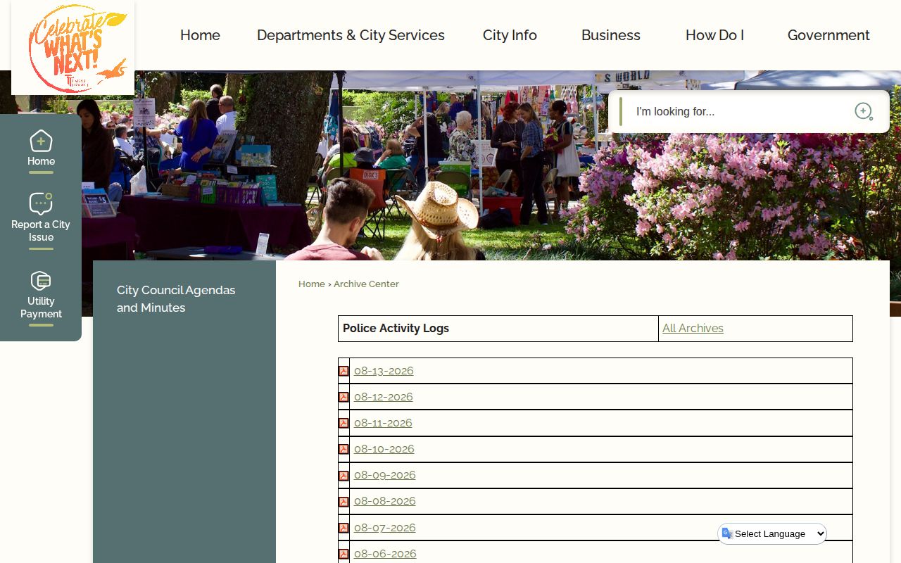 Temple Terrace police activity log archive for arrest records